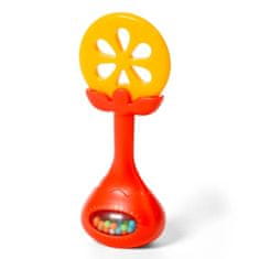 BabyOno Izobraževalna igrača za grizenje z ropotuljico oranžna