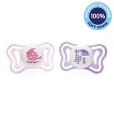 Chicco Dojenček Physio Light silikon 2-6m deklica - ptica/tukan 2 kosa