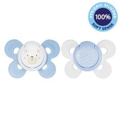 Chicco Physio Comfort Silikonski dudelec 0-6m deček - medvedek/otec 2 kosa