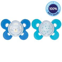 Chicco Physio Comfort Silikonska nočna uspavanka 16-36m deček - Mačka/Zvezda 2 kosa