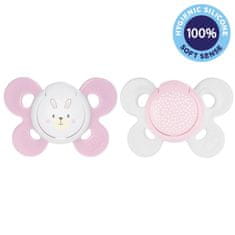 Chicco Physio Comfort Silikonski dudelec 2-6m deklica - zajček/očki 2 kosa