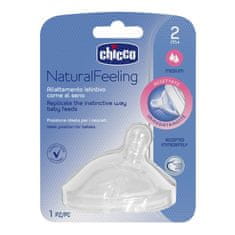 Chicco Natural Feeling silikonski cucelj za steklenico srednji pretok 2m + 1 kos