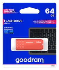 GoodRam UME3 USB ključ, 64 GB, USB 3.0, oranžen