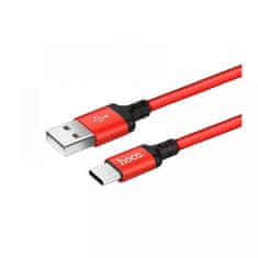 Hoco podatkovni kabel, USB Tip-C - USB, 2 m, 3A, pleten, rdeč
