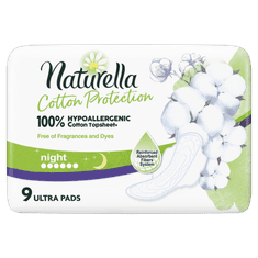 Naturella Cotton Night vložki, 9 kosov