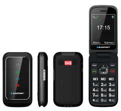 Blaupunkt BS 08 Senior preklopni telefon, črn - odprta embalaža