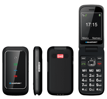 Blaupunkt BS 08 Senior preklopni telefon, črn