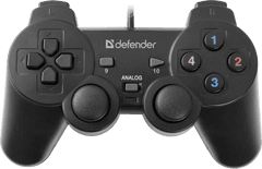 Defender Omega žični igralni plošček USB, 12 gumbov, dvojni analogni palici, črn