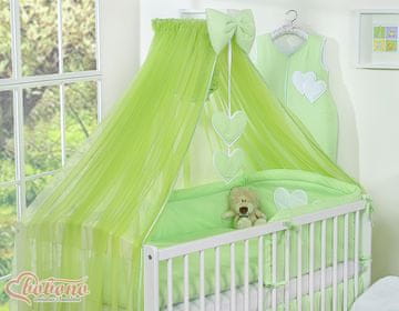 shumee Velik šifon komarnik za otroško posteljico z visečimi srčki in pentljo - zelen