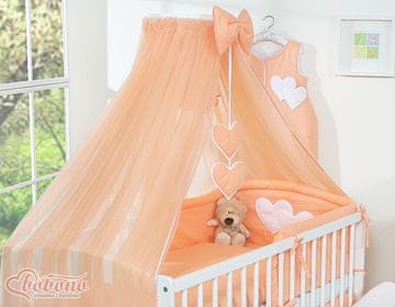 shumee Velik šifon komarnik za otroško posteljico z visečimi srčki in pentljo - breskev