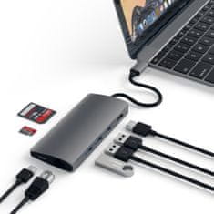 Satechi Type-C Multi-Port adapter, aluminij, HDMI 4K, 3x USB 3.0, MicroSD, EthernetV2 Space Grey