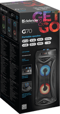 Defender G70 prenosni zvočnik, BT/FM/TF/USB/MIC/Light, črna