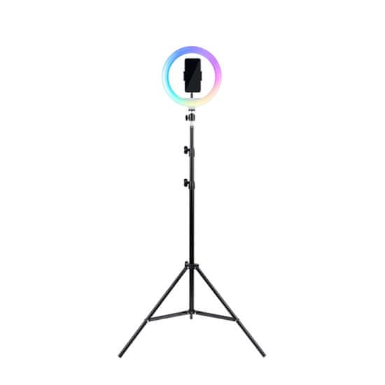Havit RGB LED svetlobni obroč s tripod stojalom, Ø26 cm, 72-210 cm, črn