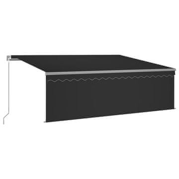Vidaxl Ročno zložljiva tenda s senčilom LED 4x3 m antracitna