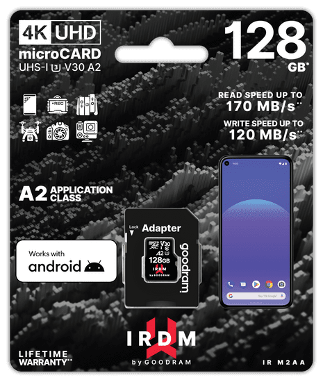 GoodRam IRIDIUM microSD/ad, 128GB, 170MB/s