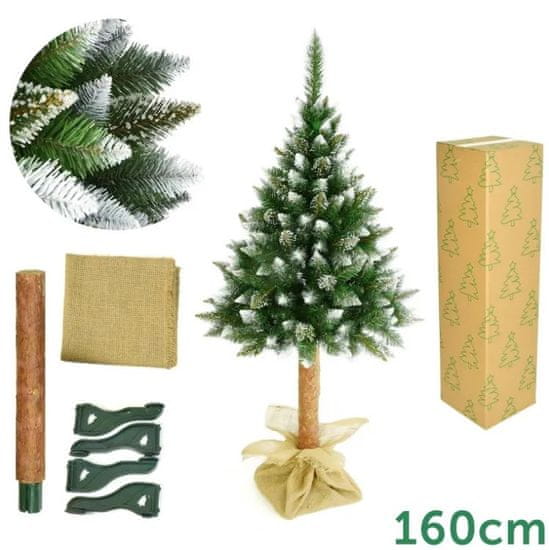 Božična novoletna smreka/jelka, moderen izgled, 160 cm, lesen podstavek, Made in EU