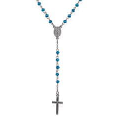 Amen Originalna srebrna ogrlica s kristali modrega rožnega venca CRONBL4