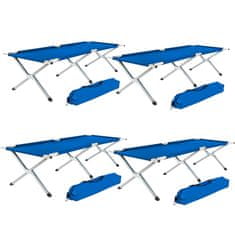 tectake 4 postelje za taborjenje, izdelane iz aluminija Modra