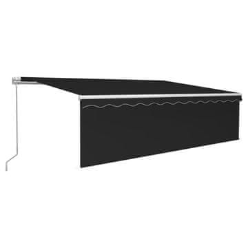Vidaxl Ročno zložljiva tenda s senčilom LED 5x3 m antracitna