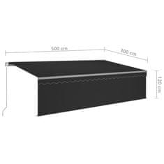 Vidaxl Ročna tenda 5 x 3 m Antracit 100% poliester