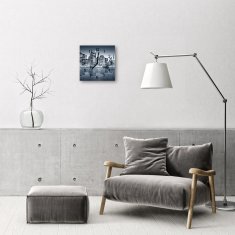 tulup.si Steklena kvadratna ura Mestne stavbe 30x30 cm Črne kazalke