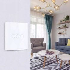 SMART HOUSE Stekleno stikalo na dotik trojno belo LED