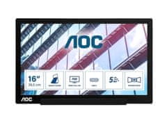 AOC I1601P prenosni monitor, 39,49 cm (15,6"), FHD, IPS, USB-C/USB-A
