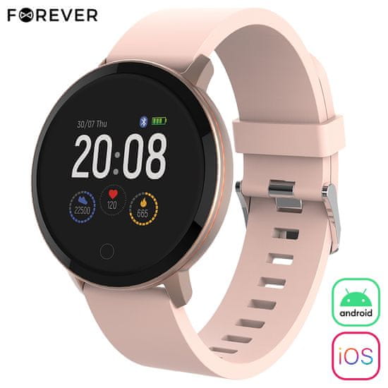 Forever ForeVive Lite SB-315 pametna ura, Bluetooth 5.0, Android + iOS aplikacija, IP67, roza-zlata