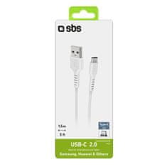 SBS USB-C v USB 2.0 podatkovni kabel, 1,5 m, bel