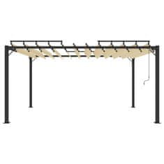 Vidaxl Paviljon z rešetkasto streho 3x4 m krem blago in aluminij