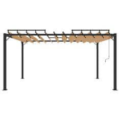 Vidaxl Paviljon z rešetkasto streho 3x4 m taupe blago in aluminij