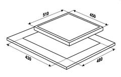 MPM Kuhalna plošča 45-GMH-16, 3x plin, 45cm, črno steklo