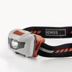 Emos naglavna LED svetilka, 1W+2LED, 3xAAA, 85 lm, 65m