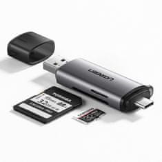 Ugreen CM184 adapter USB-C TF + čítačka kariet SD / microSD, siva