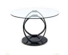 Halmar Okrogla steklena jedilna miza Optico - prozorna / črna