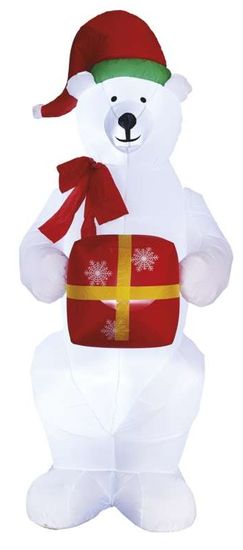 Emos LED polarni medved z božičnim darilom, napihljiv, 240 cm, notranji in zunanji, hladno bel