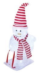 Emos LED božični snežak s kapo in šalom, 46 cm, notranji in zunanji, hladno bel, s časovnikom