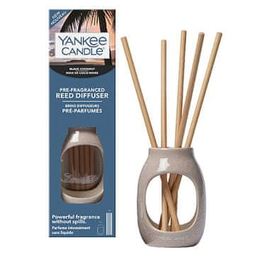 Yankee Candle Dišeča stebla , Sončni zahod v raju, modra prevleka, 5 palic, svetlo rjava vaza