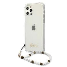 Guess Shock ovitek za iPhone 12 / 12 Pro, silikonski, s perla zapestnico, prozoren
