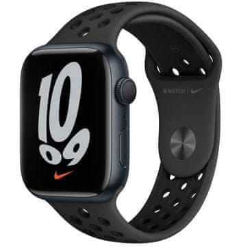 Apple Watch Nike Series 7 pametna ura, GPS, 45 mm, aluminij, Midnight, Anthracite/Black Nike pašček (MKNC3BS/A)