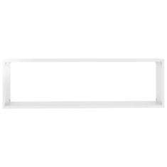 Greatstore Stenske police kockaste 2 kosa visok sijaj bele 100x15x30 cm
