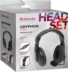 Defender slušalke Gryphon 750, črni, 2 m kabel