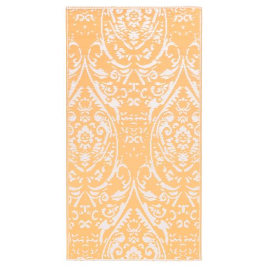 shumee vidaXL Zunanja preproga oranžna in bela 190x290 cm PP