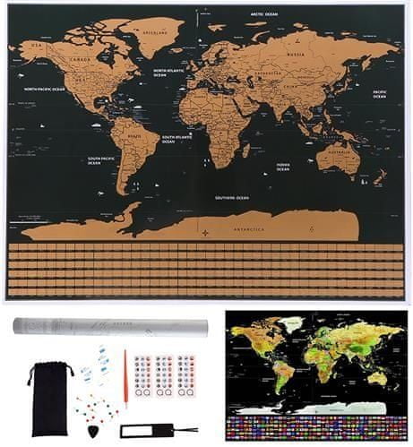 Luniks Svetovni zemljevid za praskanje+pripomočki