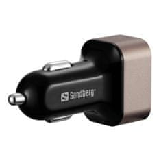 Sandberg hitri USB avtomobilski polnilnik, 24 W, metalik rjav