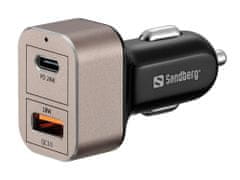Sandberg hitri USB avtomobilski polnilnik, 24 W, metalik rjav
