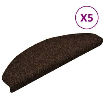 Vidaxl Preproge za stopnice, samolepilne, 5 kosov, 65 x 21 x 4 cm, rjave, polkrožne, velike
