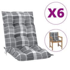 Greatstore Blazine za vrtne stole 6 kosov siv karo vzorec 100x50x7 cm
