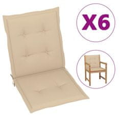 Vidaxl Blazine za vrtne stole 6 kosov bež 100x50x4 cm