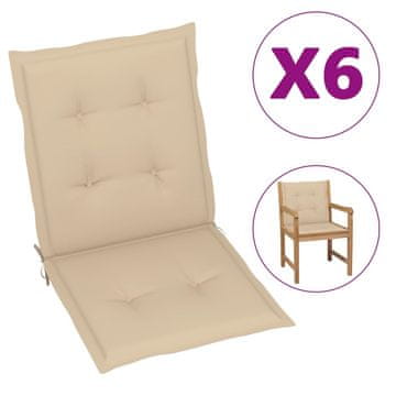 Vidaxl Blazine za vrtne stole 6 kosov bež 100x50x4 cm